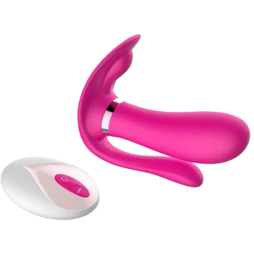 Вібромасажер з анальним та кліторальним стимулятором, та підігрівом BOSS Remote wearable vibrator Pink (BS561007-3)