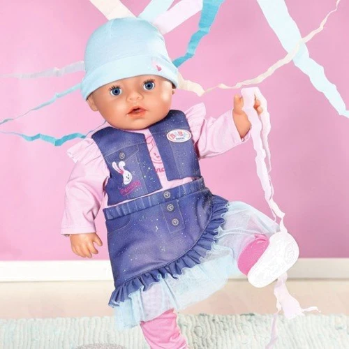 Кукла BABY born серии Нежные объятия - Волшебная девочка в джинсовом наряде (43 cm, с аксесс.): Особенности На шарнирах