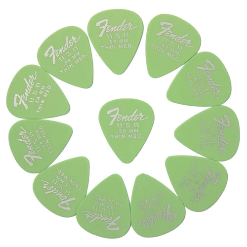 Медиатор Набор медиаторов Fender 351 Dura-Tone .58 12-Pack Surf Green (229378): Толщина  Тонкие (0.25 - 0.65 мм)
