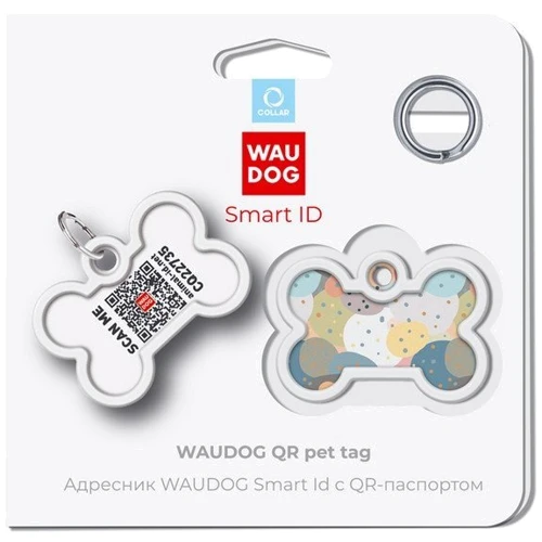 Адресник металлический WAUDOG Smart ID c QR паспортом, рисунок Абстракция 40х28 мм (0640-0219): Назначение Для всех пород