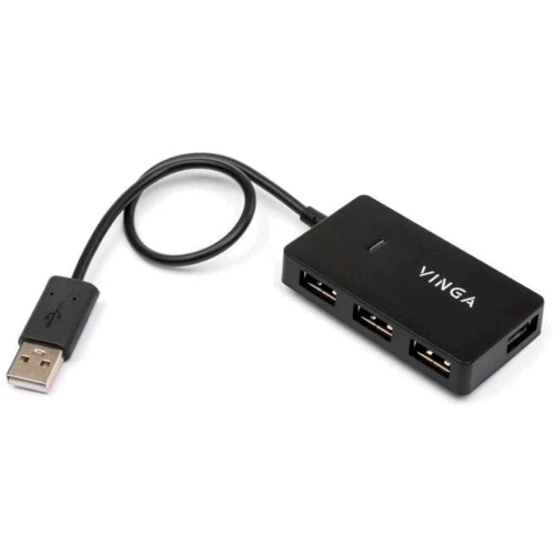 Адаптер Vinga Adapter USB to 4xUSB2.0 Black (VHA2A4): Колір черный