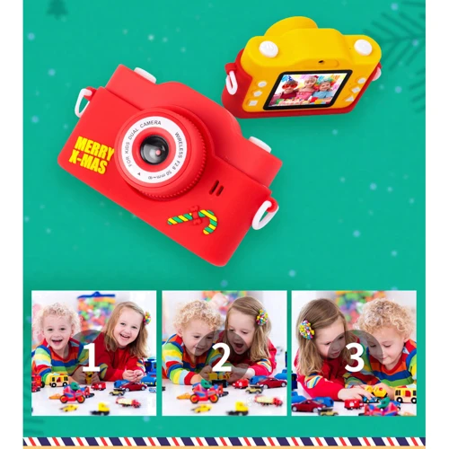Цифровой детский фотоаппарат XOKO KVR-200 Christmas Limited Edition Dual Lens Red/Yellow фото 3