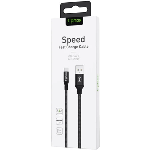 Кабель T-PHOX USB Cable to USB-C Speed 1.2m Black (T-C810 Black)