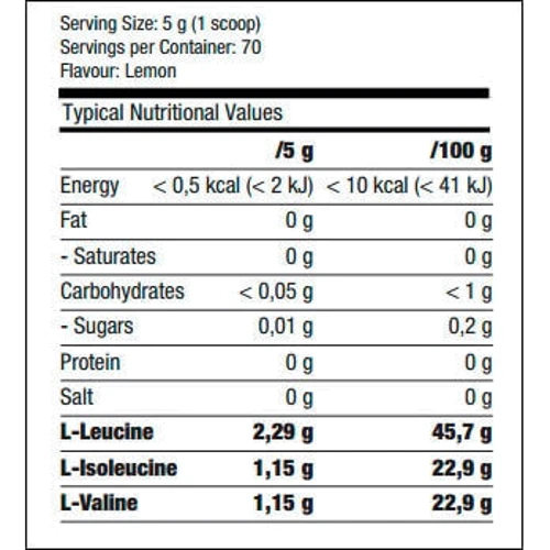 Амінокислота для спорту QNT BCAA powder 8500 350 g /70 servings/ lemon: Смак Лимон