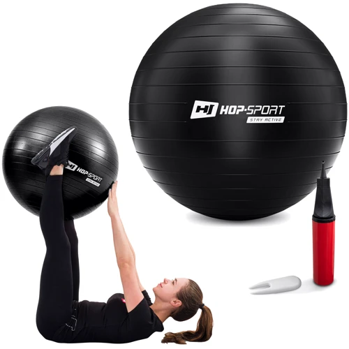 Мяч для фитнеса Hop-Sport HS-R055YB black 55 см: Особенности С насосом