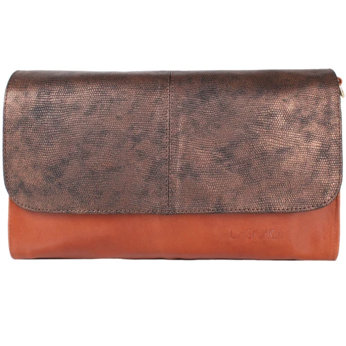 Жіноча сумка через плече Laskara коричнева (LK-DD220B-cognac-bronze): Тип ручки Зі знімним ременем, Без ручки, Плечовий ремінь