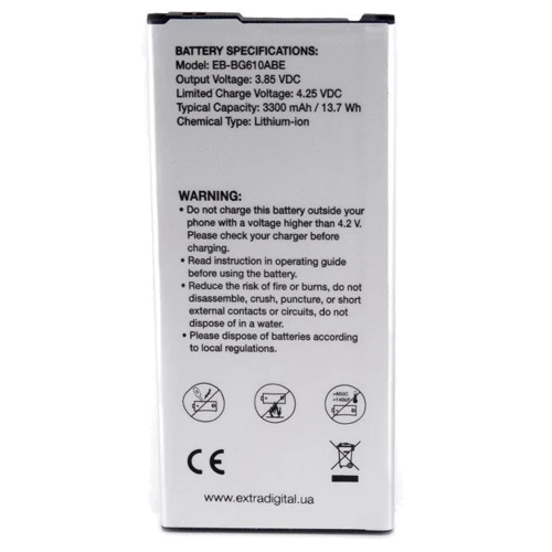 Аккумулятор ExtraDigital 3300mAh (EB-BG610ABE) for Samsung G6100 Galaxy J7 Prime 2016: Производитель ExtraDigital