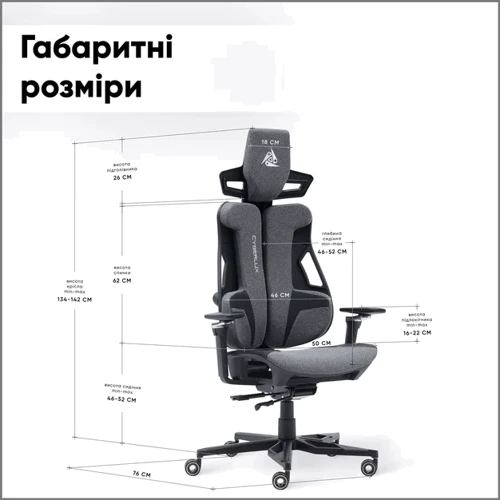 Геймерское кресло Cyberlux V10 Fabric Grey (арт. GM -V10 FG)	 фото 5