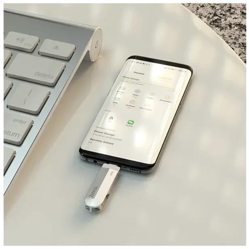 USB-флешка Hoco 16GB UD10 Wise USB 3.0/Type-C Silver: Максимальная скорость чтения, МБ/с 100