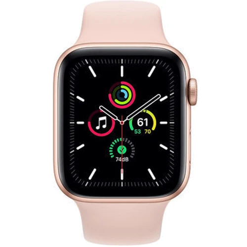 Apple Watch SE 44mm GPS Gold Aluminum Case with Pink Sand Sport Band (MYDR2) UA: Екран OLED LTPO (1000 кд / м²) з технологіями Retina / 448x368 пікселів / захисне скло Ion-X підвищеної мі