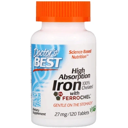 Doctor's Best, High Absorption Iron with Ferrochel, 27 mg, 120 Tablets (DRB-00459)