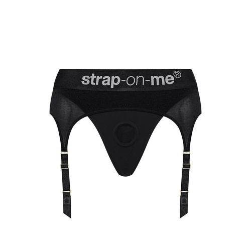 Трусы для страпона с подвязками для чулок Strap-On-Me REBEL HARNESS - M