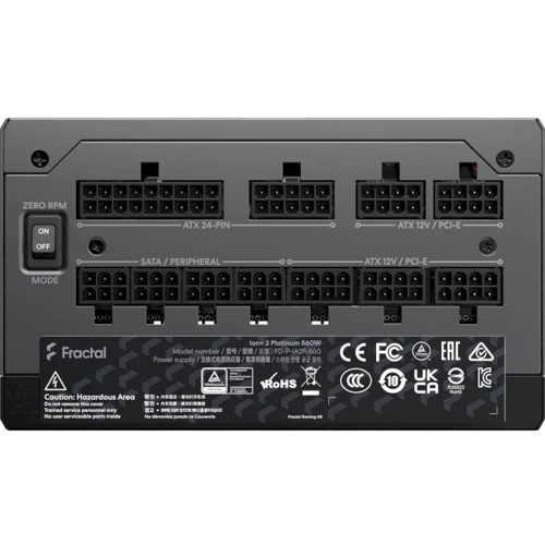 Блок живлення Fractal Design Ion+ 2 Platinum 560W (FD-P-IA2P-560-EU): Коннектори 20+4 pin / 2x4+4pin / 4x6+2 pin / SATA	6 / Peripheral	4