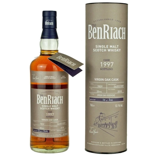 Виски BenRiach 20 Years Old Virgin Oak Cask #7859, 1997 (0,7 л) Tube (BW40145)