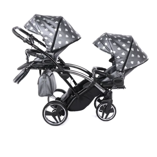 Универсальная коляска для двойни 2 в 1 Junama Glow Duo Slim 05, черный с золотым (J-G-DUOs-05) фото 8