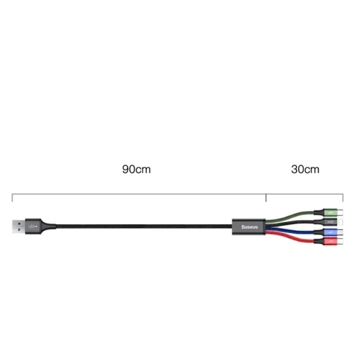 Кабель Baseus USB Cable to Micro USB/Lightningx2/Type-C Fast 4-in-1 3.5A 1.2M Black (CA1T4-A01) фото 14