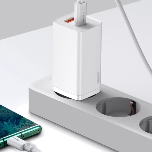 Зарядное устройство Baseus Wall Charger GaN2 Lite USB-C+USB 65W White (CCGAN2L-B02): Количество USB-портов 2