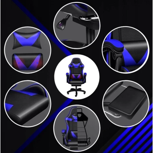 Кресло геймерское PLAYER с подставкой для ног Blue/Black (100002) фото 3