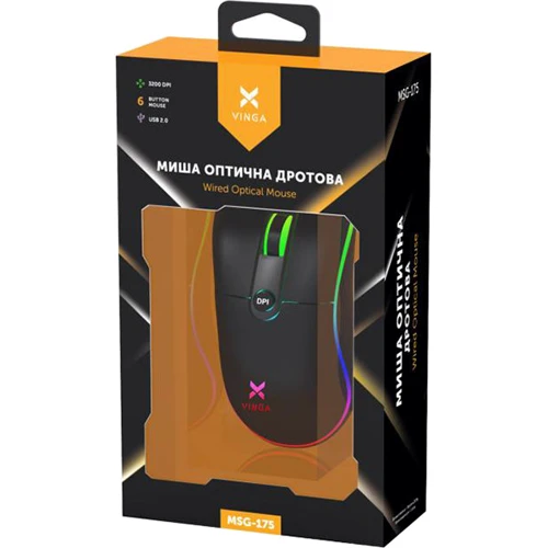 Мышь Vinga MSG-175 Black: Эргономика для правой руки