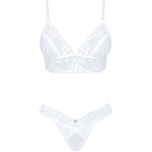 Изысканный комплект Obsessive Heavenlly 2-pcs set White XL/2XL