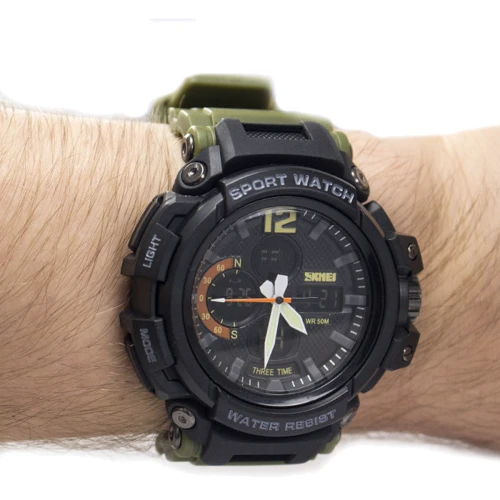 Наручний годинник Skmei 1343 Army Green: Механізм кварцовий