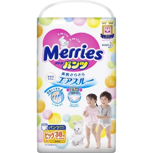 Подгузники-трусики Merries для детей ХL 12-22 кг 38 шт (4901301230676) фото 9