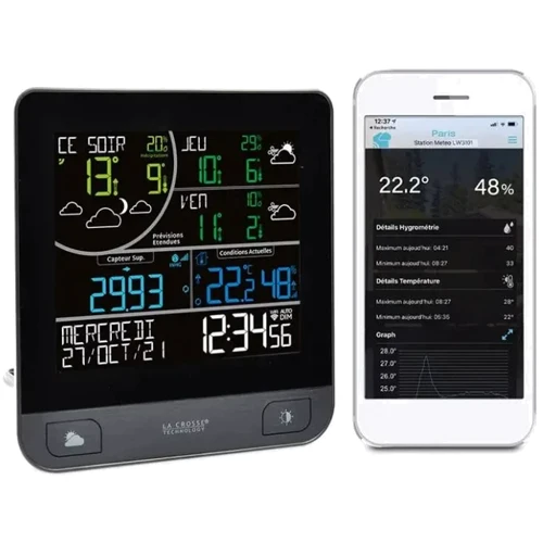 Метеостанция La Crosse LW3101 Wi-Fi Grey: Метео измерения Внутренняя температура, Внутренняя влажность, Внешняя температура, Внешняя влажность, Атмосферное давление