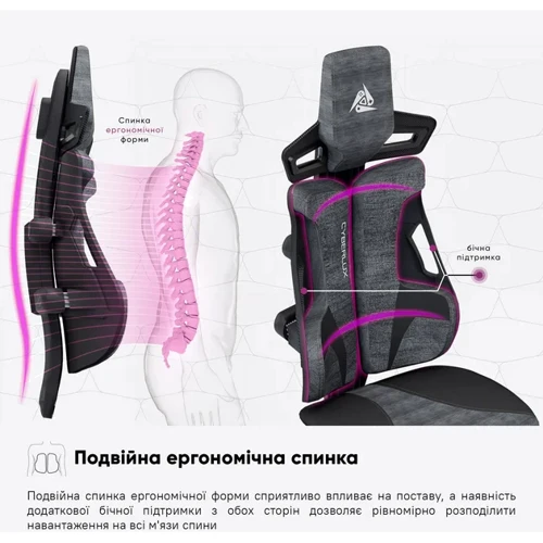 Геймерское кресло Cyberlux V10 Fabric Grey (арт. GM -V10 FG)	 фото 9