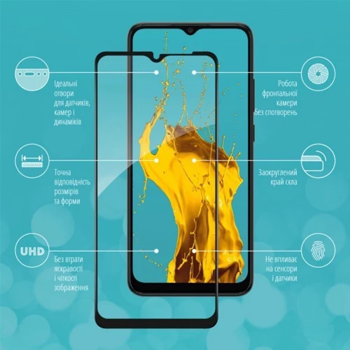 Аксесуар для смартфона Piko Tempered Glass Full Glue Black для Samsung A035 Galaxy A03: Тип защитное стекло