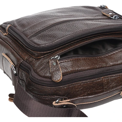 Мужская сумка планшет Borsa Leather коричневая (K15112-brown): Застежка Молния
