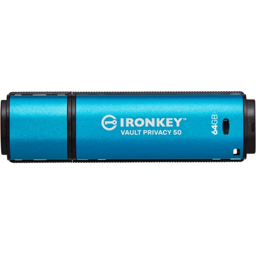 USB-флешка Kingston 64GB IronKey Vault Privacy 50 Blue USB 3.2 (IKVP50/64GB): Объем памяти 64 GB