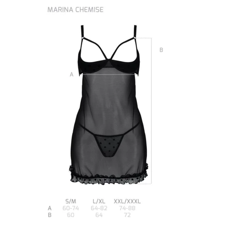 Пеньюар Passion MARINA CHEMISE black XXL/XXXL