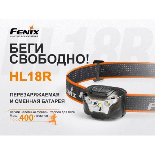 Фонарь туристический Фонарь налобный Fenix HL18R: Световой поток, лм 400