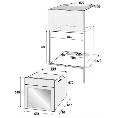 Духовой шкаф электрический Beko BIM24301BCS: Размеры 59,5x59.4x56.7 см