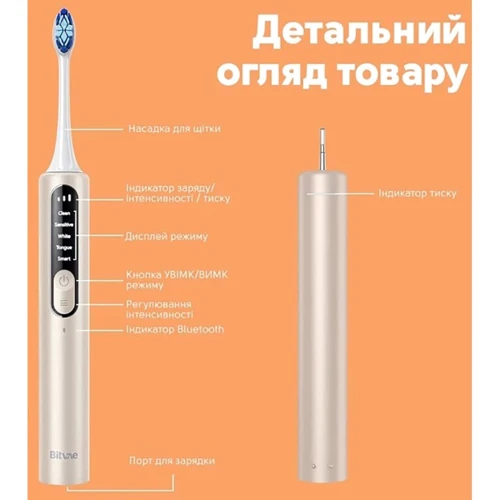 Зубна щітка Bitvae S3 Smart 4 насадки та футляр white: Тип Зубная щетка