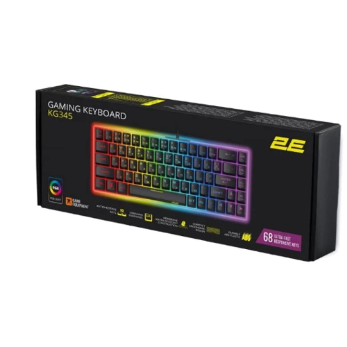 Клавиатура 2E Gaming KG345 RGB 68key USB UA Transparent (2E-KG345TR): Количество клавиш 68