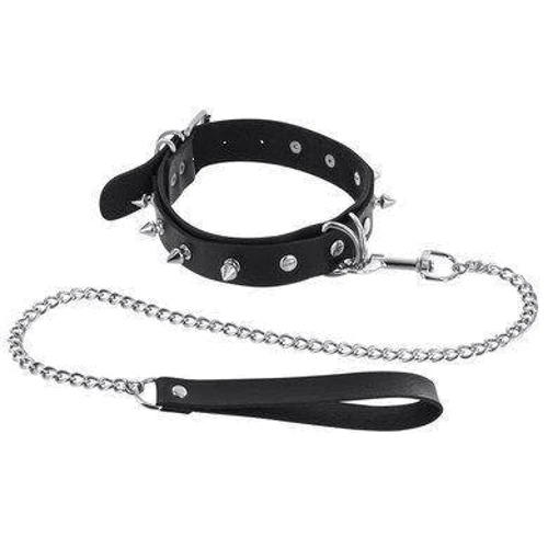 Чокер с поводком Fetish Tentation Spikes and Leash