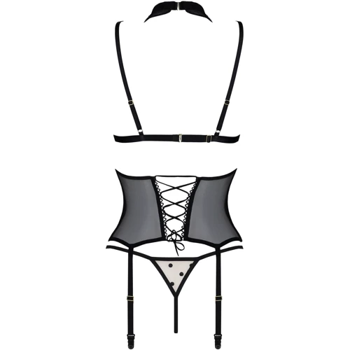 Корсет с открытой грудью Passion DOMINICA CORSET Вeige XXL/XXXL (стринги в наборе)