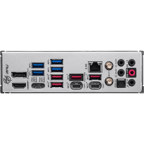 MSI MPG Z790 EDGE TI MAX WIFI: Разъемы на задней панели USB Type-C, USB 3.2 Gen 2, USB 3.2 Gen 1, S/PDIF (Оптический), HDMI, Ethernet RJ-45, DisplayPort