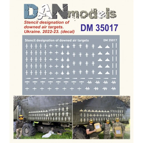 Декаль DAN models Трафаретное обозначение сбитых воздушных целей. Украина, 2022-2023 гг. (DAN35017)