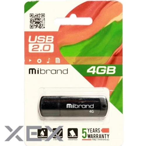 USB-флешка Mibrand 4GB Grizzly USB 2.0 Black (MI2.0/GR4P3B): Стандарт USB USB 2.0
