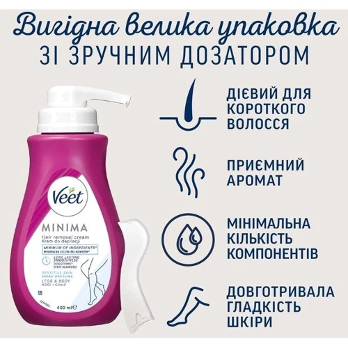 Veet Minima Крем для депиляции для чувствительной кожи с Алоэ Вера 400 ml фото 5