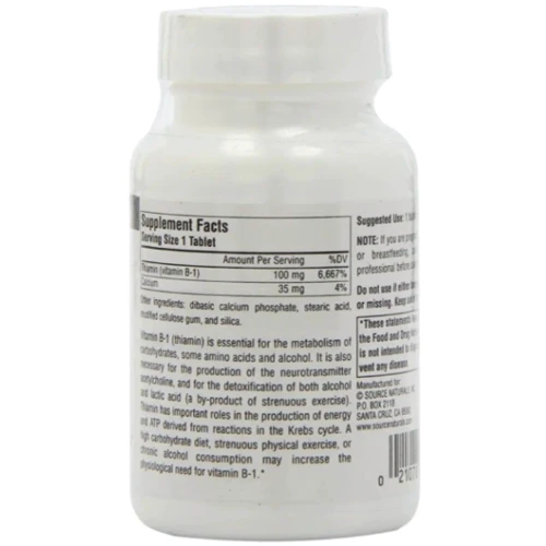 Source Naturals Vitamine B-1 100 mg 250 tab / 250 servings: Пол Унисекс
