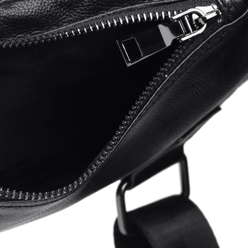Мужская сумка-слинг Borsa Leather черная (k1320-black): Тип ручки Плечевой ремень, Без ручки