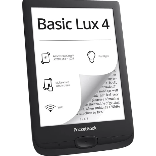 Электронная книга PocketBook 618 Basic Lux 4 Black (PB618-P-CIS): Экран 6" E-ink Carta