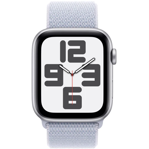 Apple Watch SE 2 2024 44mm GPS Silver Aluminum Case with Blue Cloud Sport Loop (MXET3QH/A) UA: Экран OLED LTPO (яркость до 1000 нит) с технологиями Retina / 368x448 пикселей / защитное стекло Ion-X повышенной прочности