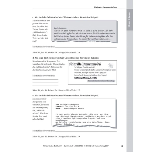 Fit fürs Goethe-Zertifikat A1 mit Audio-CD: ISBN 9783190018727, 978-3-19-001872-7