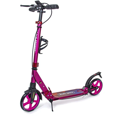 Двухколесный самокат Scale Sports SS-10. Pink (ручной тормоз, Led-фонарик) 1610900110: Количество колес 2