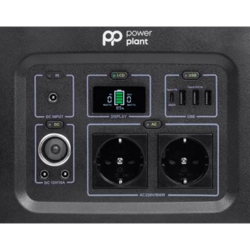 Зарядная станция PowerPlant 622Wh 172778mAh 600W (PB930722): Разъемы для подзарядки DC-разъем, Зарядка от сети, USB-C