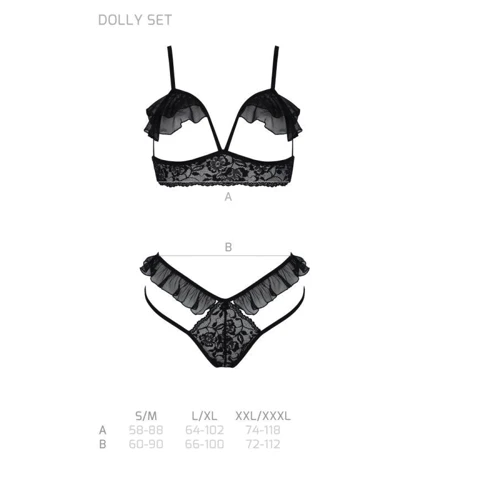 Комплект Passion DOLLY SET WITH OPEN BRA black XXL/XXXL